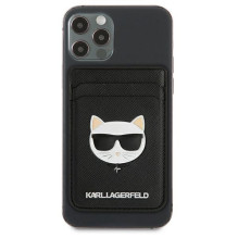 Portfel magentyczny Karl Lagerfeld Wallet CardSlot Saffiano Choupette Head MagSafe na telefon - czarny