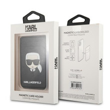 Portfel magnetyczny Karl Lagerfeld Wallet CardSlot Saffiano Karl`s Head MagSafe na telefon - czarny