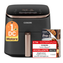 „Cosori Turbo Blaze Chef Edition“ vieno cilindro autonominė 6 l 1725 W karšto oro gruzdintuvė, juoda, rausvo aukso spalv