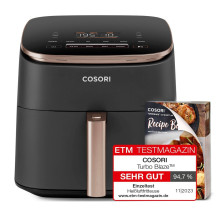 „Cosori Turbo Blaze Chef Edition“ vieno cilindro autonominė 6 l 1725 W karšto oro gruzdintuvė, juoda, rausvo aukso spalv