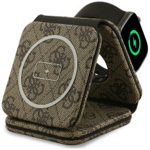 Ładowarka indukcyjna Guess 4G MagSafe 3w1 15W - brązowa