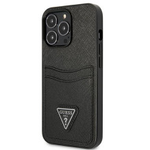 Etui Guess Saffiano Triangle Logo Cardslot na iPhone 13 / 13 Pro - czarne