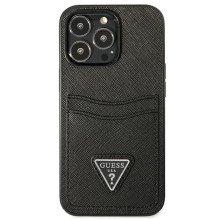 Etui Guess Saffiano Triangle Logo Cardslot na iPhone 13 / 13 Pro - czarne