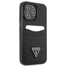 Etui Guess Saffiano Triangle Logo Cardslot na iPhone 13 / 13 Pro - czarne