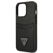 Etui Guess Saffiano Triangle Logo Cardslot na iPhone 13 / 13 Pro - czarne