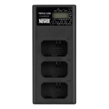 Baterijų Įkroviklis - Newell CD-USB-C Trijų Baterijų Įkroviklis Sony NP-FW50 Baterijoms, USB-C, Micro USB, Juodas
