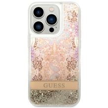 Etui Guess Paisley Liquid Glitter na iPhone 14 Pro - złote