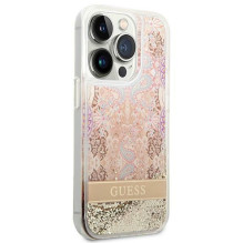 Etui Guess Paisley Liquid Glitter na iPhone 14 Pro - złote