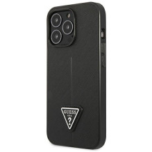 Etui Guess Saffiano Triangle Logo na iPhone 14 Pro Max - czarne
