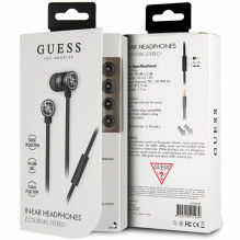 Słuchawki przewodowe Guess GUEPWIBK 3,5mm - czarno-srebrny