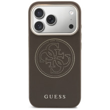 Etui Guess Perforated 4G MagSafe na iPhone 17 Pro Max - brązowe