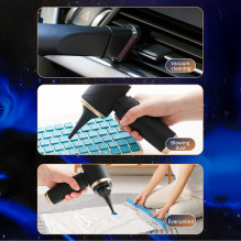 Mini Foldable Handheld Car Vacuum Cleaner with Blower Function - Black