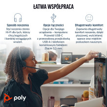 HP Poly Blackwire 3325 Stereo Microsoft Teams Certified USB-C Headset +3.5mm Plug +USB-C / A Adapter