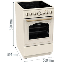 Gorenje GECS5B70CLI laisvai pastatoma viryklė elektrinė keraminė kaitlentė dramblio kaulo spalvos