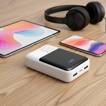 Powerbank 20 000mAh, 2x USB, 1x USB-C 22,5W, QC4+, LCD screen, white Powerbank 20 000mAh, 2x USB, 1x USB-C 22,5W, QC4+, LCD screen, white