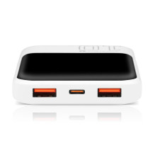 Powerbank 10 000mAh, 2x USB, 1x USB-C 22,5W, QC4+, LCD screen, white Powerbank 10 000mAh, 2x USB, 1x USB-C 22,5W, QC4+, LCD screen, white