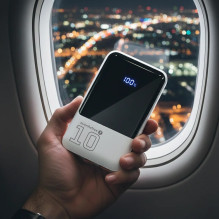 Powerbank 10 000mAh, 2x USB, 1x USB-C 22,5W, QC4+, LCD screen, white Powerbank 10 000mAh, 2x USB, 1x USB-C 22,5W, QC4+, LCD screen, white