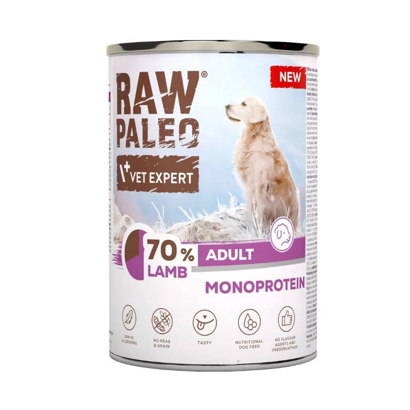 VETEXPERT Raw Paleo Mono Lamb - šlapias šunų ėdalas - 400 g