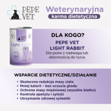 PAKA ZWIERZAKA Pepe Vet Light Mono Rabbit - šlapias šunų maistas - 400g PAKA ZWIERZAKA Pepe Vet Light Mono Rabbit - šlapias šunų maistas - 400g