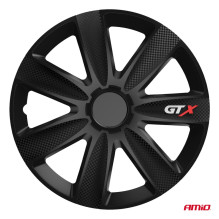 Automobilio ratlankių gaubtai, 4 vnt. komplektas, GTX, juodi, 17 colių, SPALVOTA DĖŽUTĖ