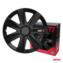 Automobilio ratlankių gaubtai, 4 vnt. komplektas, GTX, juodi, 17 colių, SPALVOTA DĖŽUTĖ