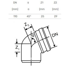Elbow for internal sewerage Magnaplast Skolan, 110 mm, 45 ° Elbow for internal sewerage Magnaplast Skolan, 110 mm, 45 °