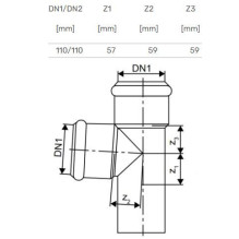 Trident for internal sewerage Skolan, 110 mm x 110 mm, 87 °