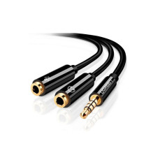 Adapteris UGREEN 3.5mm M, 2x3.5mm F, 0.2m, juodas