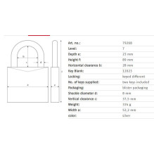 Lock Abus 79268, silver, 89 mm x 52 mm Lock Abus 79268, silver, 89 mm x 52 mm