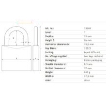 Lock Abus 79269, silver, 94 mm x 57 mm Lock Abus 79269, silver, 94 mm x 57 mm
