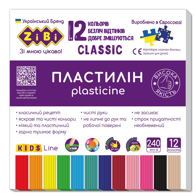 Plastilinas Zibi 1.ZB6233, 12 spalvų