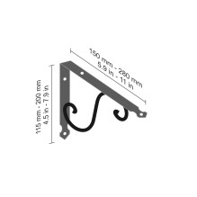 Lentynos laikiklis Dolle Ornament, 150x200 mm, juoda Lentynos laikiklis Dolle Ornament, 150x200 mm, juoda