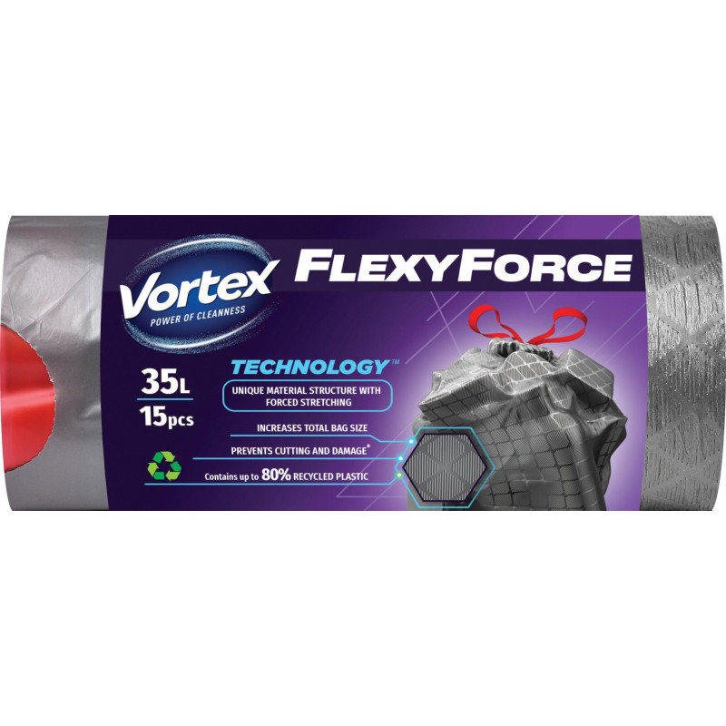 Garbage bag Vortex Flexy Force, 35 l, 15 pcs