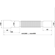 FLEXIBLE PIPE 40X40 / 50 MM 375MM