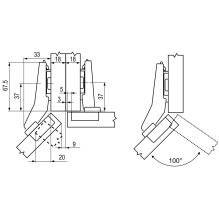 HINGE FURN 45OPUS CLIP D35 100OH 0 EUROV HINGE FURN 45OPUS CLIP D35 100OH 0 EUROV
