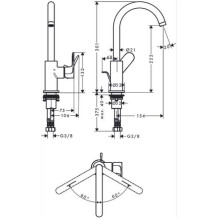 Praustuvo maišytuvas Hansgrohe Rebris S 72536000, chromo
