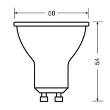 LED lemputė Osram PAR16, 60 °, 4.5W, GU10, 2700K, 350lm, 827 LED lemputė Osram PAR16, 60 °, 4.5W, GU10, 2700K, 350lm, 827