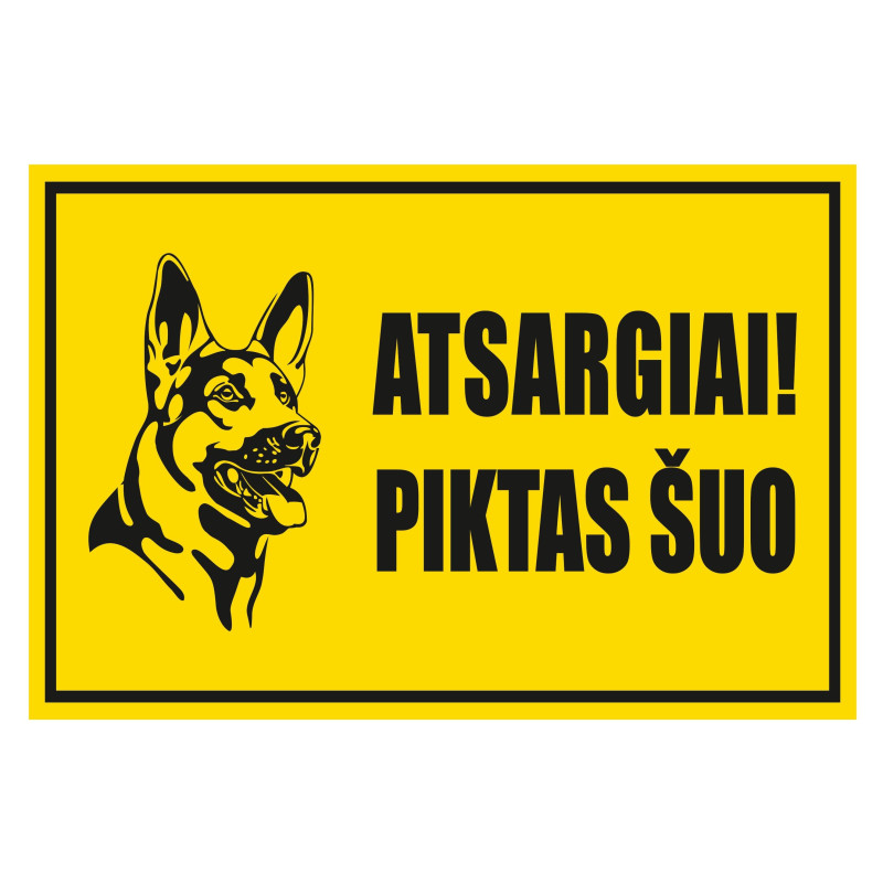 Lipdukas atsargiai piktas šuo 180x120mm