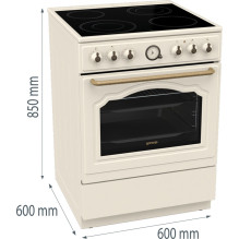 Gorenje GECS6B70CLI Freestanding cooker Ceramic hob Beige