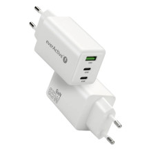 Charger GaN 1 x USB, 2 x USB-C Quick Charge 4+ 65W white