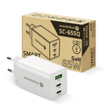 Charger GaN 1 x USB, 2 x USB-C Quick Charge 4+ 65W white