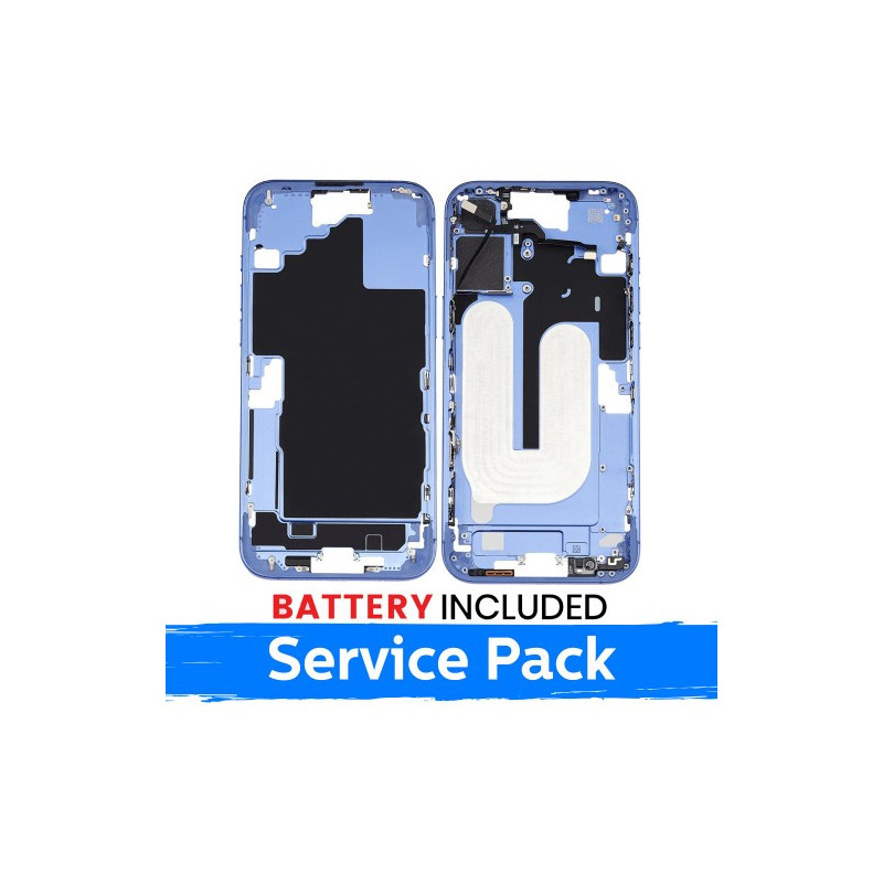 Ekrano rėmas / Vidinis korpusas skirtas Apple iPhone 16 Plus korpusas + baterija / Ultramarine / (Service Pack)