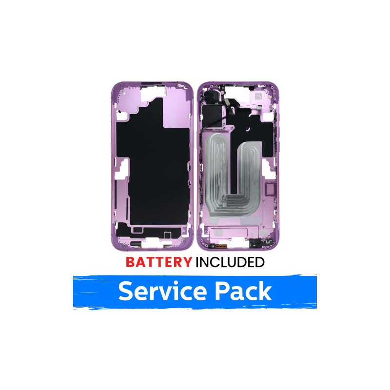Ekrano rėmas / Vidinis korpusas skirtas Apple iPhone 16 Plus korpusas + baterija / Pink / (Service Pack)