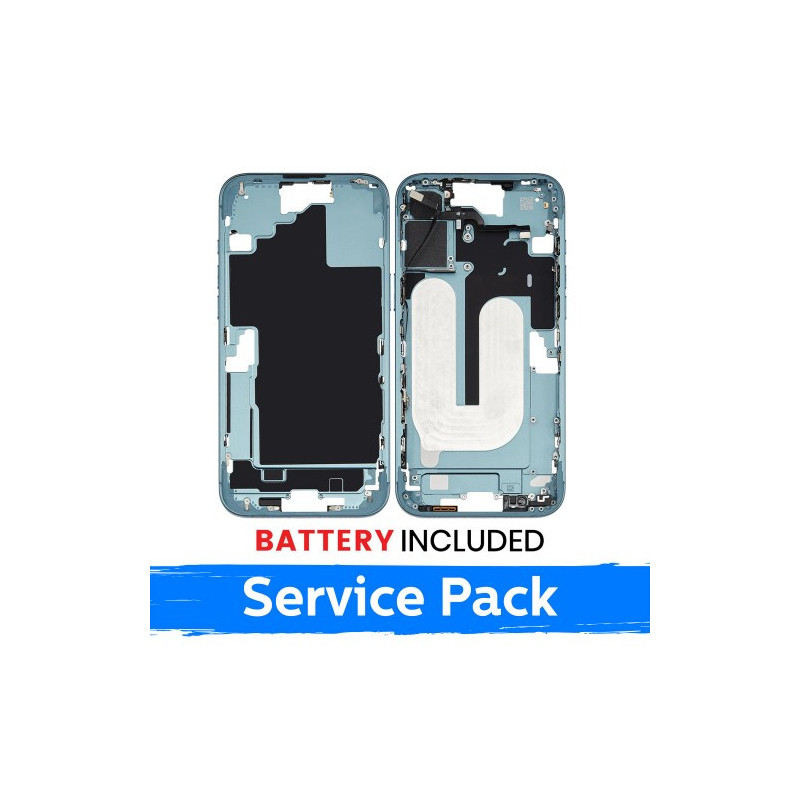 Ekrano rėmas / Vidinis korpusas skirtas Apple iPhone 16 Plus korpusas + baterija / Teal / (Service Pack)