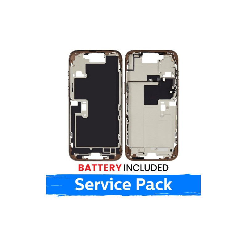 Ekrano rėmas / Vidinis korpusas skirtas Apple iPhone 16 Pro Max korpusas + baterija / Desert Titanium / (Service Pack)
