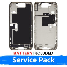 Ekrano rėmas / Vidinis korpusas skirtas Apple iPhone 16 Pro Max korpusas + baterija / White Titanium / (Service Pack)