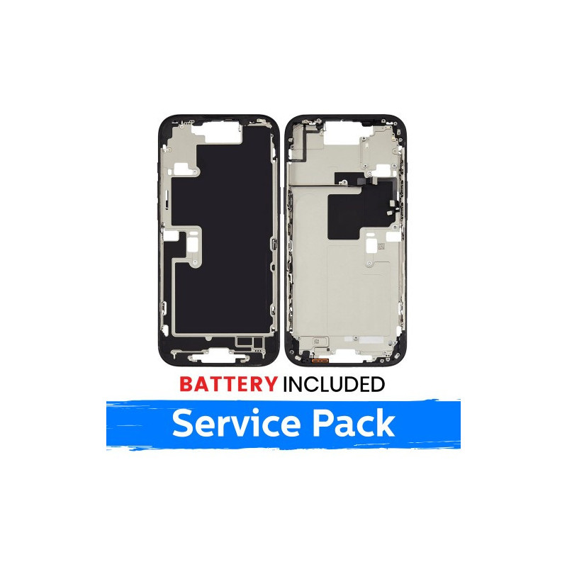 Ekrano rėmas / Vidinis korpusas skirtas Apple iPhone 16 Pro korpusas + baterija / Black Titanium / (Service Pack)