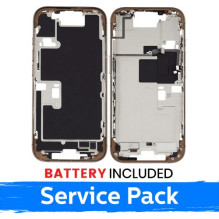 Ekrano rėmas / Vidinis korpusas skirtas Apple iPhone 16 Pro korpusas + baterija / Desert Titanium / (Service Pack)