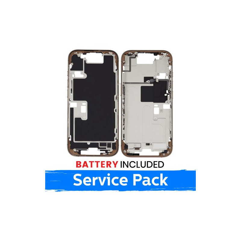 Ekrano rėmas / Vidinis korpusas skirtas Apple iPhone 16 Pro korpusas + baterija / Desert Titanium / (Service Pack)
