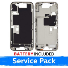 Ekrano rėmas / Vidinis korpusas skirtas Apple iPhone 16 Pro korpusas + baterija / White Titanium / (Service Pack)